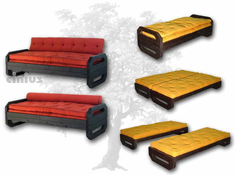 Bed-Sofa Ops Save space. Trasformation sofa . Becomes a single bed simply . The slats are available in different colors . confortable double
