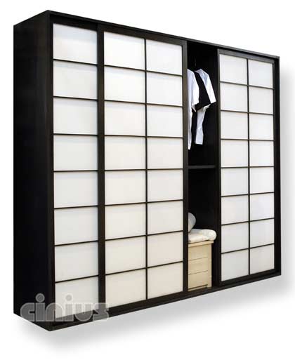 Wardrobe in Beechsolid finger joint beech wood, japan style, sliding doors shoji