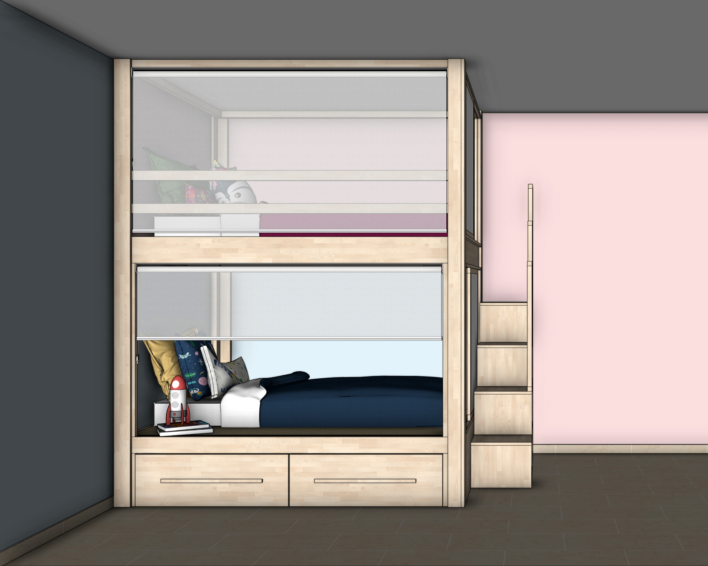 Lit Castello LUI LEI en bois massif