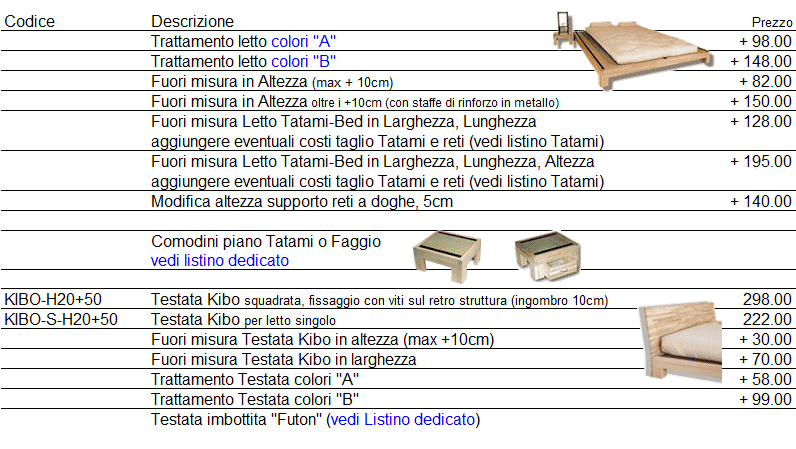 Listino prezzi letto Tatami-Bed di Cinius