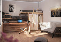SpazioBed - Young: Space-saving solutions for bedrooms with 2 or 3 beds