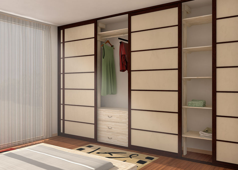 Walkig-closet Closet system with wooden pillars 
