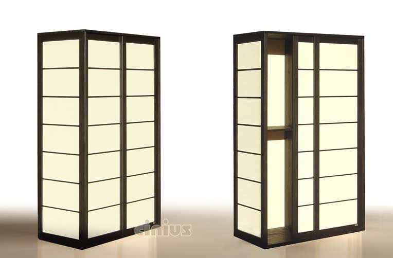 Armoire Shoji hêtre massif lamellé avec portes coulissantes japonaises Shoji sans mécanismes