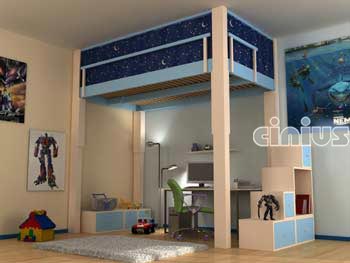 Lit mezzanine Rising, solution pour les chambres d'enfant